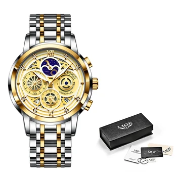 LIGE 2021 Moda Mens Ceasuri din Oțel Inoxidabil Cuarț Ceas Barbati Ceas de mână de Brand de Lux, rezistent la apă, Cronograf Relogio Masculino