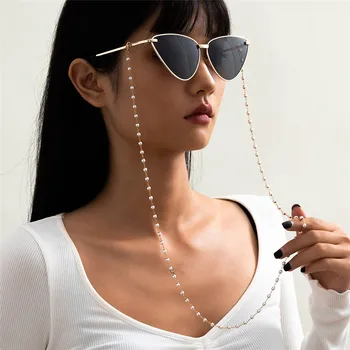 Simplă Imitație Pearl Singur strat Ochelari Lanturi cu Margele de moda Trendy Rotund Șirag de mărgele Lanț Tassel Epocă ochelari de Soare Accesorii