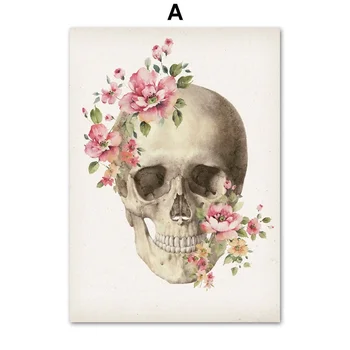 Auto-adeziv Pictura Perete Autocolant Flori Os Anatomia Craniului Mână-Picior Piciorul Nordic Postere Imagini Medicii Decor Acasă