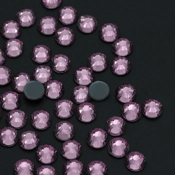 1440Pcs Culoare Violet Forma Rotunda Haine Saci Decoratiuni Hotfix cu Strasuri DIY Arta Meserii Lipici pe Strass Crystal