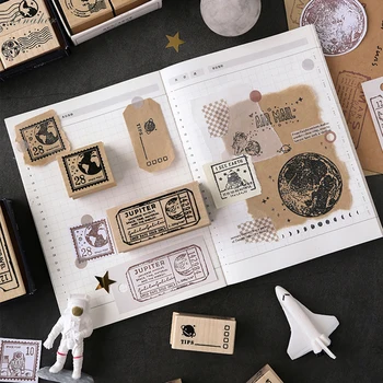 XINAHER Epocă Cosmice de călătorie luna eticheta timbru DIY din lemn de cauciuc timbre pentru scrapbooking papetărie scrapbooking standard de timbru