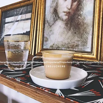 Drăguț Cupa din Sticla Transparenta Moderne Desert Iaurt Suc de Cafea cu Lapte o Cană de Sticlă Cu Mâner Vasos De Vidrio Drinkware DE50BZ