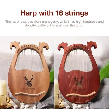 16-nota Liră Harpă Set de Greu de Mahon Hard Portabil Cu Tuning Cheie Negru Sac de Depozitare Harpă Set Cadou Perfect Pentru Profesioniști
