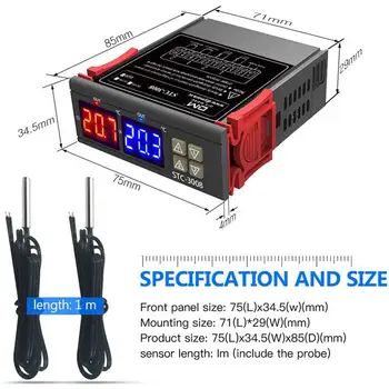 STC-3008 Digital Dual Incubator Termostat Controler de Temperatura Două Ieșire Releu Termostat 10A Încălzire Răcire