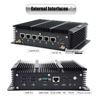 6 Intel Lan fără ventilator Firewall Router Mini PC Industrial Core i5 10210U 4G WiFi Suport AES-NI Pfsense PC 8265U i3 8145U RS232 COM