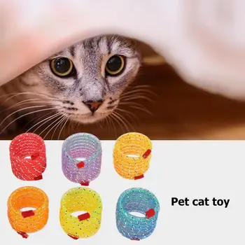 6pcs Amuzant Primăvară Linie Tub Animal de casă Pisică Jucărie de Protecție a Mediului Frumoasă Interesant Pisoi Urmarind Infierbantate Jucarii Interactive