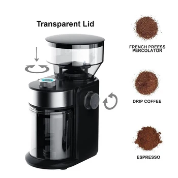 Electrică de Cafea Rasnita de Cafea Mill Mașină de Cafea boabe Rasnita Mașină Plat Bavuri Slefuire Mașină Neagră UE PLUG