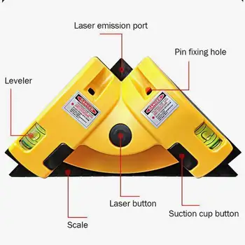 Drept-unghi de Lasere Linie Instrument de Precizie cu Laser Infraroșu Nivel Orizontal la Sol Ecartament Sârmă Cruce de 90 de Grade Măsură Co