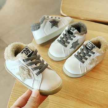 Adidas Copil Pantofi De Iarnă Lână De Miel Captuseala De Cauzalitate Pantofi Unisex Fund Moale Anti-Alunecare Pantofi De Zăpadă 1-3 Ani Copii Alb Cald Iarna