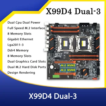 X99 PROCESOR Placa de baza Dual Xeon LGA 2011-V3 8 module de memorie DDR4 2666/2400/2133 mhz Ext ATX Patru Canale Desktop Placa de baza Slot M. 2 2011-3