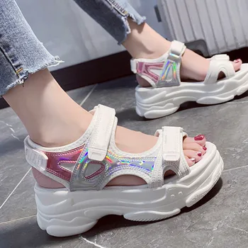 Femei Fund Gros Sandale de Vara pentru Femeie Curcubeu Unic Cârlig & Bucla de Pantofi de Moda pentru Femei Wedge, Cu Platforma de sandale Pantofi 2021