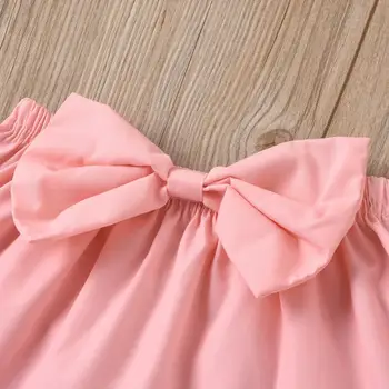 2021 Nouă Primăvară-Vară de Îmbrăcăminte pentru Copii Seturi de Fete Roz Bowknot Tub de Top Bluza Dantela-Up pantaloni Scurti din Denim Fete 2 buc Set se Potriveste