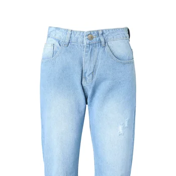Noua Moda pentru Bărbați Blugi Straight Denim Stretch Pantaloni Distrus Uzat Pantaloni Plus Dimensiune S-3XL
