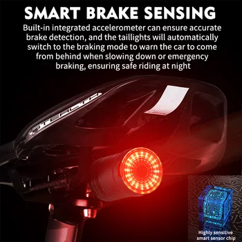 WEST BIKE Biciclete Inteligent de Lumină de Frânare Automată de Detectare Țială Lanp Impermeabil USB de Încărcare cu LED-uri de Lumină din Spate Ciclism Accesorii