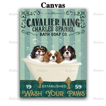 Cavalier King Charles Spaniel Săpun De Baie Poster Toaletă Decora Perete Printuri De Arta Decor Acasă Panza Cadou Unic Cadru Flotant