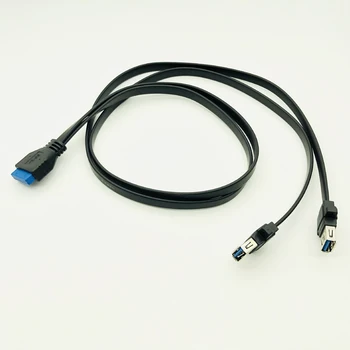 BTBcoin Conector USB 3.0, Montare pe Panou Dual Port USB 3.0 de sex Feminin Surub Montare pe Panou, de la Placa de baza 20Pin Antet tv cu Cablu Cablu NOU