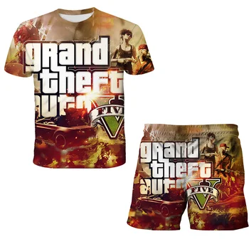 Gta Strada RPG Băieți și Fete Grand Theft Auto 5 3D imprimate haine cu maneci scurte T-shirt îmbrăcăminte set