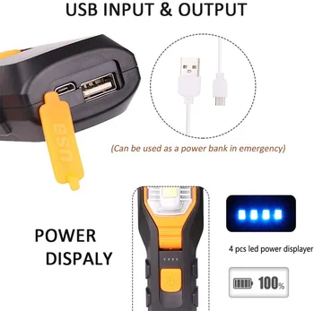 USB Reîncărcabilă lucrări de Reparații în aer liber de Lumină Lanterna Portabil Magnetic Cârlig de Camping Lanterne Powerbank Impermeabil Ridica Lampa