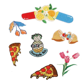 Rece Ananas Broderie Parches Fier pe Lamaie Pizza Patch-uri pentru Haine DIY Alimente Dungi Haine Fructe Aplici Autocolant