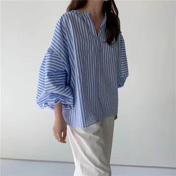 HziriP 2021 Supradimensionat Felinar Mâneci Blând Solid Streetwear Bluze Femei OL Tricouri Largi se Potrivesc Elegant Casual Toamna Topuri
