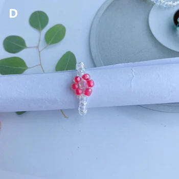 Noi coreean Șirag de mărgele de Cristal Inele pentru Femei Fete Drăguț Colorate Flori Mici Elastic Transparent Inelul de Partid Bijuterii Cadou Decor