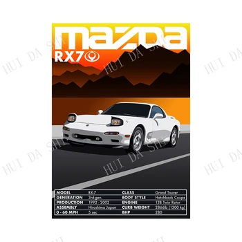 Home Decor Panza de Imprimare Poster Retro Vintage Classic Car Poster Mazda RX7