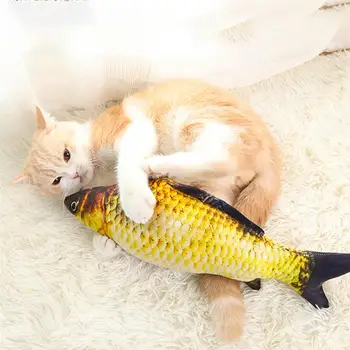 20/30/40cm animale de Companie de Pluș 3D în Formă de Pește Pisică Interactive Pește Jucărie Catnip Jucărie de Pluș Perna Papusa Simulare Pește animale de Companie Jucărie
