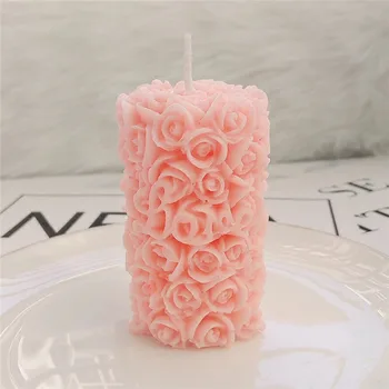 3D Rose Floare Cilindru Silicon Matrite lumanari DIY Sapun Matrite Formă de Lumânare de a Face Instrumente de Rasina de Artizanat Fondant Tort de Decorare Mucegai
