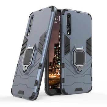 Armura rezistenta la Socuri Inel Titular Caz Pentru Huawei P20 P20 Pro Greu PC Soft TPU Hibrid Robust Capacul din Spate