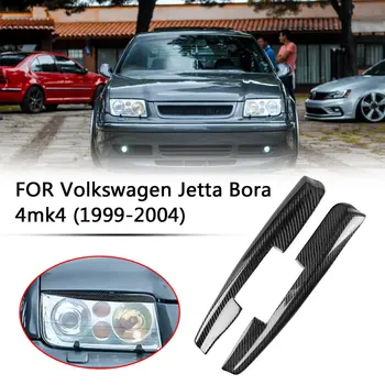 Fibra de Carbon Faruri Negre Faruri Spranceana Pleoapele Acoperă Trim Decor pentru VW Jetta Bora 4 MK4 1999-2004