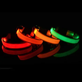 Lumina LED-uri Guler pentru animale de Companie 2.0 cm cu Dungi Colorate Reglabil Guler de Câine S/M/L