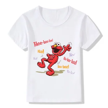 2-14 Ani Copii Sesame Street, Elmo Print Amuzant tricou Fete Copii Desene animate Topuri de Vara Copii Marea Haine Casual,HKP2413