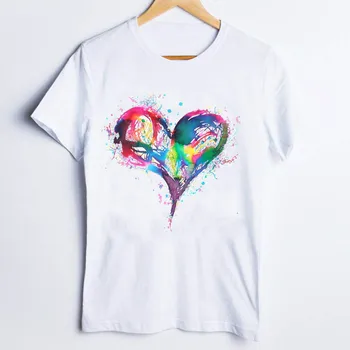 Teuri pentru Femei de Moda Dragoste Inima Acuarelă Moda anilor ' 90 Haine Femei Lady Topuri Haine Femei T Shirt pentru Femei T-Shirt