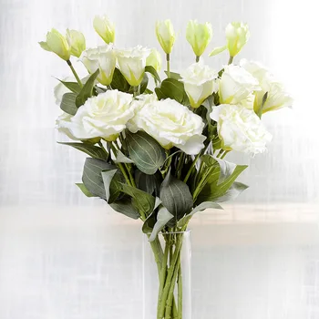 15 buc/lot en-Gros 70cm Flori Artificiale Trigemen Eustoma ramură de Nunta Casa de decorare camera de zi flores artificiales