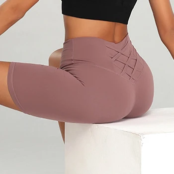 De Mari Dimensiuni De Vară Secțiune Subțire Cinci Puncte De Matase De Gheață Mișcarea De Fitness Talie Mare Yoga Pantaloni Femei Strans Hip Lift Abdominale Purta