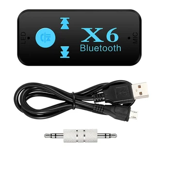 X6 Auto Bluetooth Aux Adaptor Suport TF Card Audio A2DP Stereo Bluetooth Hands Free Music Receiver