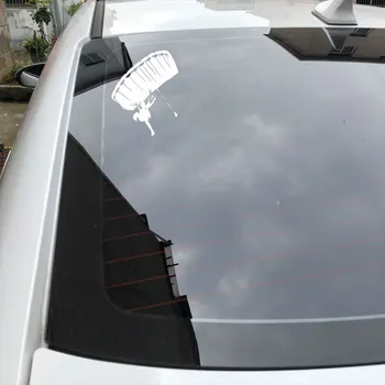 Volkrays Creative Autocolant Auto Parașutism Parasuta Accesorii Reflectorizante Impermeabile SunscreenVinyl Decal Negru/Argintiu,15cm*12cm