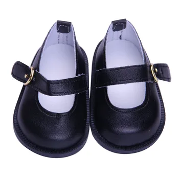 Pantofi papusa 7cm-Negru de Înaltă calitate Seria Pantofi de Piele De 18 Inch American Și Copilul Nou Bron Păpuși Jucărie ，Generația Noastră