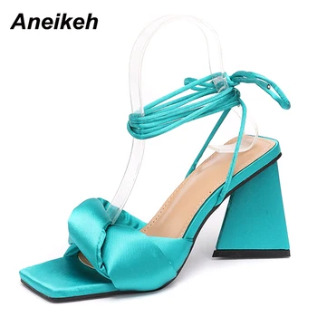 Aneikeh 2021 NOI PU Moda Stil European Și American Sandale Femei Pantofi de Vară de pantofi cu Toc de Cross-Legat de Partid Transformat-Peste Marginea