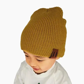 1buc copil Copil Fată Băiat și Mama Iarnă Tricot Moale Cald Beanie Hat Capac de Culoare Solidă Pentru Copiii Adulți Familie de Potrivire Capace de Pălării
