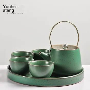 Japoneze Brut Tao Yi Oală Patru Cesti de Un Disc de Călătorie Ceai Costum Uscat-Bec Tava de Ceai Manuală Cuptor Ceainic Set Ceai Chinezesc Set Ceramic
