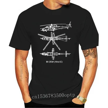 Om Casual Tricou de Bună Calitate Cool T-Shirt Model - Elicopter rusesc Mi-35M din Spate E Tehnice Tee Shirt Tricouri