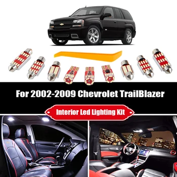 14X Canbus Interior Alb LED-uri Auto Hartă Ușa Kit de Lumina Pentru a se Potrivi 2002-2008 2009 Chevrolet TrailBlazer Plafon Portbagaj Lampa de Licență