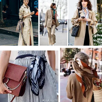 Brand De Lux 2019 Noua Moda De Vară Mătase Pătrat Eșarfă Pentru Femei Din Satin Gât Cravată De Păr Banda Moale Plaja Hijab Cap Feminin Foulard