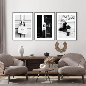 Panza Pictura de Cumpărături de Moda Saci de Postere și de Imprimare Alb-Negru de Arta de Perete Imaginile pentru Camera de zi Acasă Decorare Fara rama