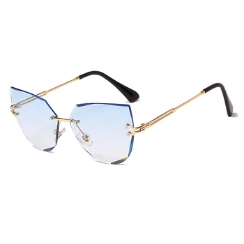 Noua Moda fără ramă Ochi de Pisica ochelari de Soare de Designer de Brand Femei de Metal ochelari de Soare de Lux Lady UV400 Shades Ochelari de Oculos de sol