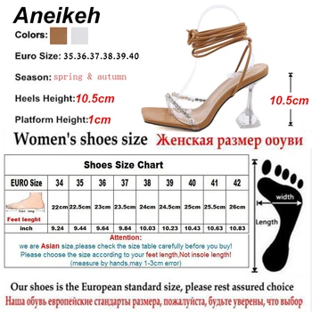 Aneikeh 2021 NOU PVC Femei Pantofi Sandalias Mujer Bling Catarama Vara pantofi cu Toc de Cross-Legat Concis ROMA Petrecere Curea Glezna Solid