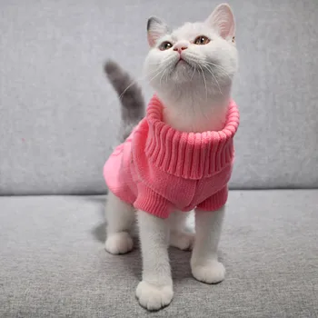 Modă de Culoare Solidă Pulover Jacheta de Iarna Haine de Pisică Pisoi animale de Companie CatCoat pentru Pisici de talie Mică Hanorace Haine de Pisică Roupa Para Gato
