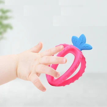 Silicon Teether Rozătoare 3D Capsuni 1 buc din Silicon de Calitate Alimentară Pandantive DIY Dentiție Jucării Pentru Mic Rod Copil jucării Teether