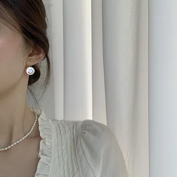 2021 Nouă Rundă Shell Zâmbet Fata De Aur Picătură Cercei Pentru Femei Coreea Moda Bijuterii De Lux Accesorii Dulci Pentru Fete Gotice